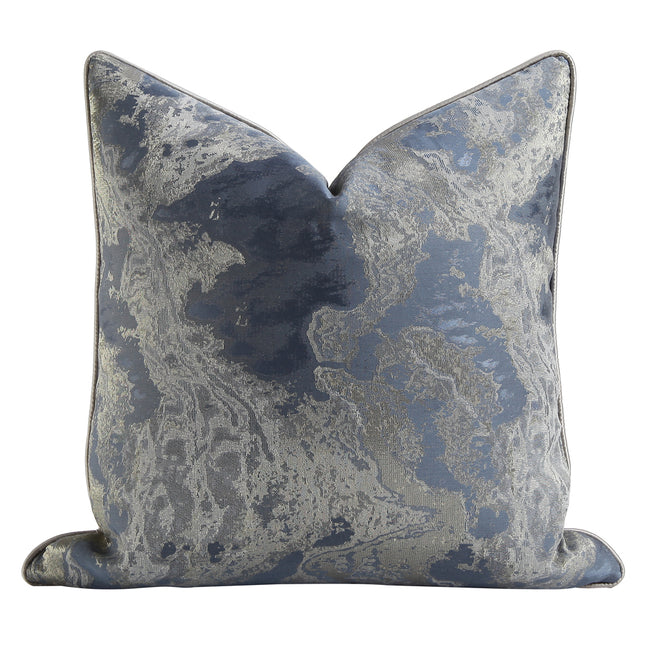 Chinese Ink Painting Cushion Pillow Blue Gray Jacquard Pillowcase - Wnkrs