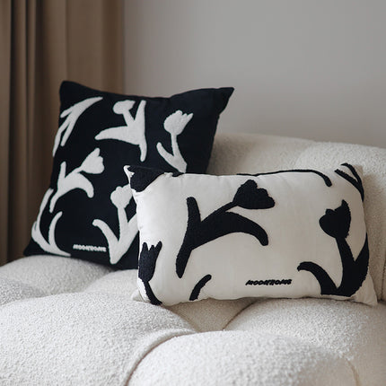 Black And White Versatile Hand Painted Embroidered Sofa Pillowcase - Wnkrs