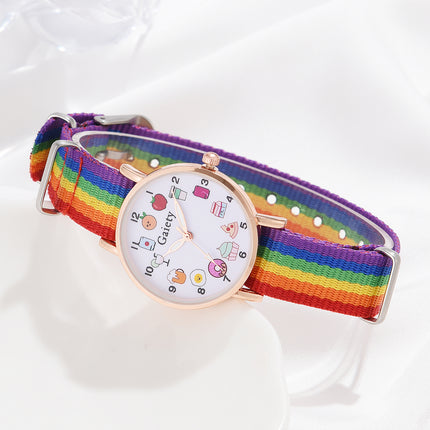 Montre-bracelet à quartz arc-en-ciel tendance pour femme