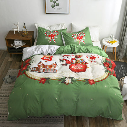 Happy Santa Claus Happy Gift 3D Digital Bed Set Of Three - Wnkrs