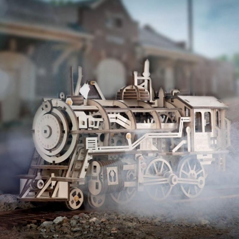 Clockwork Wooden Locomotive Model Kit