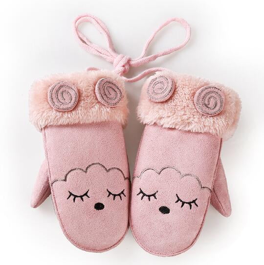 Warm Girl's Gloves with Cute Bunny Embroidery - Wnkrs