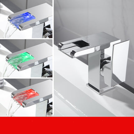 Luminous waterfall faucet in bathroom washbasin - Wnkrs