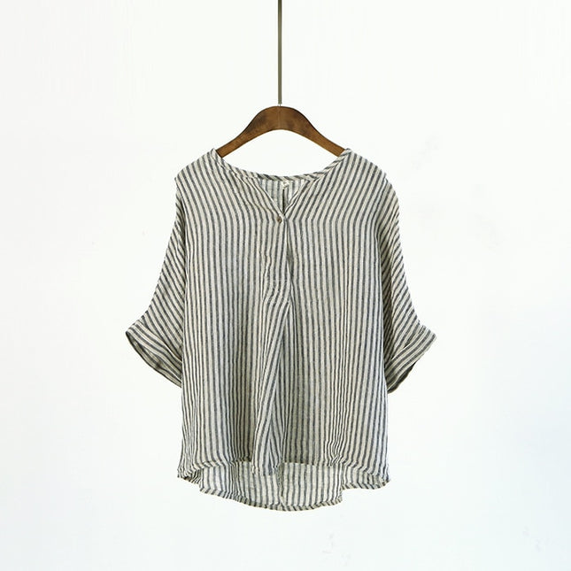 Women's Loose Striped Cotton Shirts - Wnkrs