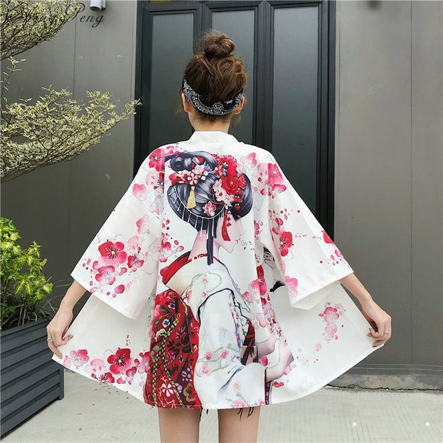 Women's Japanese Red Fish Printed Kimono - Wnkrs