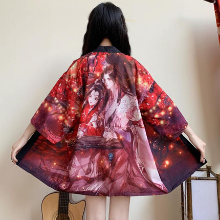 Women's Japanese Red Fish Printed Kimono - Wnkrs