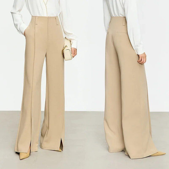 Winter Casual Chic Wide-Leg Pants with High Slit - Wnkrs