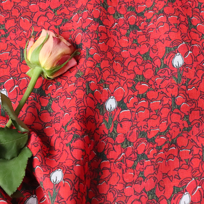 Rose Strong Twist Pure Ramie High Quality Cloth Digital Printing Fabric