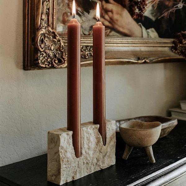 Natural Stone Taper Candle Holder