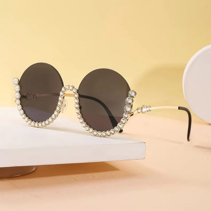 Gafas de sol con diamantes redondos y diamantes de imitación