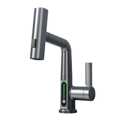 Intelligent Digital Display Faucet Pull-out Basin Faucet Temperature Digital Display Rotation - Wnkrs