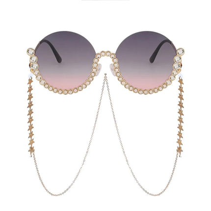 Gafas de sol con diamantes redondos y diamantes de imitación
