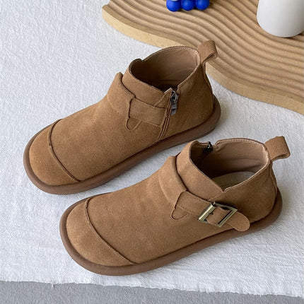 Bottes Martin en cuir souple rétro style Mori Style collège décontracté tout assorti