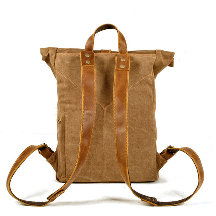 Nouveau sac à dos rétro simple en toile cirée pour hommes, cuir décontracté