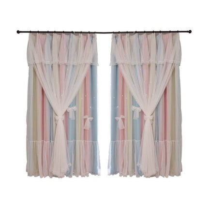 Nordic Simple Hollow Star Princess Wind Bedroom Blackout Curtains - Wnkrs