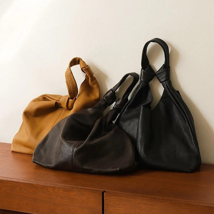 Bolso de hombro estilo hobo de piel auténtica suave y de gran tamaño de estilo coreano para mujer