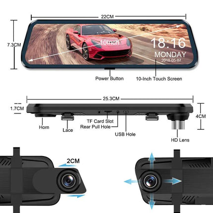 Rearview Mirror Dash Cam with Dual FHD Cameras and Night Vision - Wnkrs