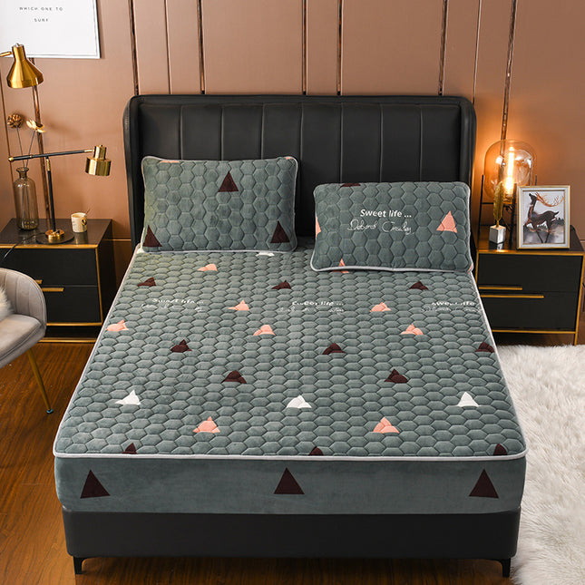 Crystal Pile Clip Cotton Bed Bonnet Thickened Coral Pile Bed Cover In Autumn And Winter - Wnkrs