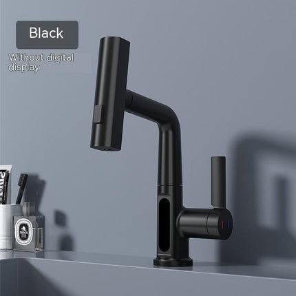 Intelligent Digital Display Faucet Pull-out Basin Faucet Temperature Digital Display Rotation - Wnkrs