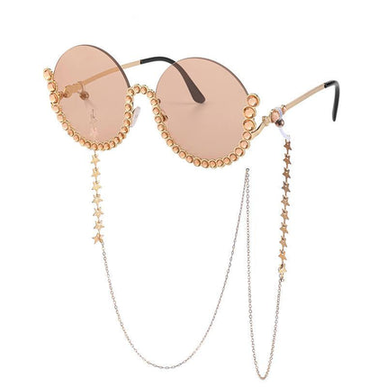 Gafas de sol con diamantes redondos y diamantes de imitación