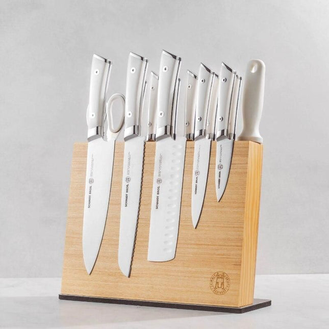 14-Piece Professional Forged Stainless Steel Knife Set with White Handles - Wnkrs