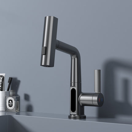 Intelligent Digital Display Faucet Pull-out Basin Faucet Temperature Digital Display Rotation - Wnkrs