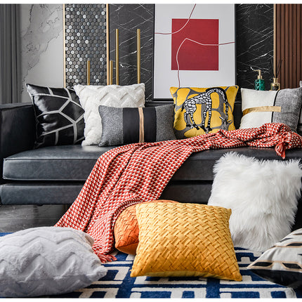Sofa Model Room Striped Embroidery Craft Pillowcase - Wnkrs