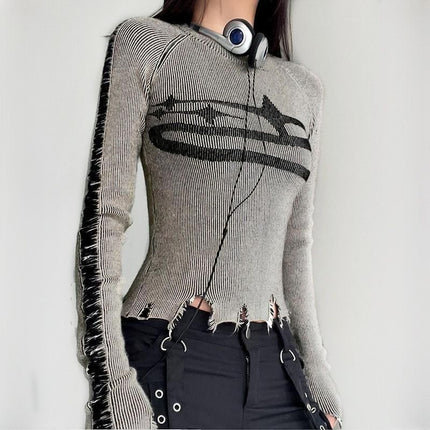 Harajuku-Inspired Vintage Ripped Sweater - Wnkrs