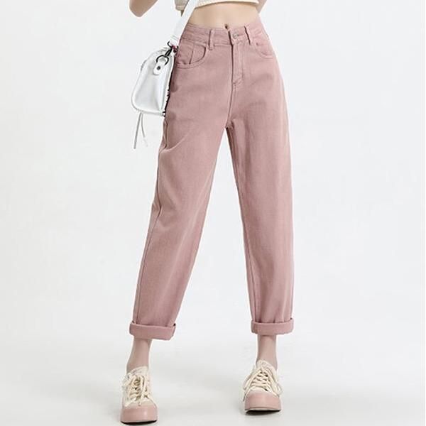 High Waist Pink Harem Jeans for Women - Wnkrs
