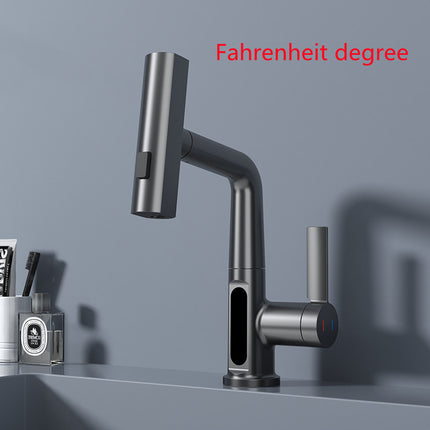 Intelligent Digital Display Faucet Pull-out Basin Faucet Temperature Digital Display Rotation - Wnkrs