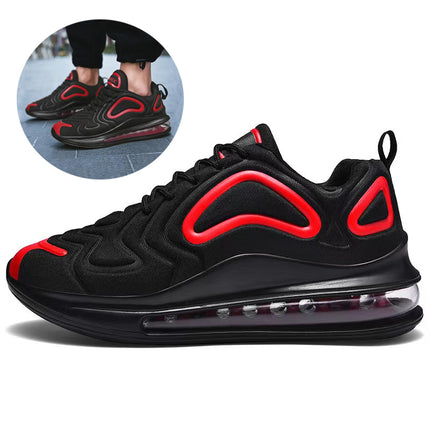 Casual Air Cushion Black Shoes Men Outdoor Breathable  Lace-up Sneakers Running Sports Shoes - Wnkrs