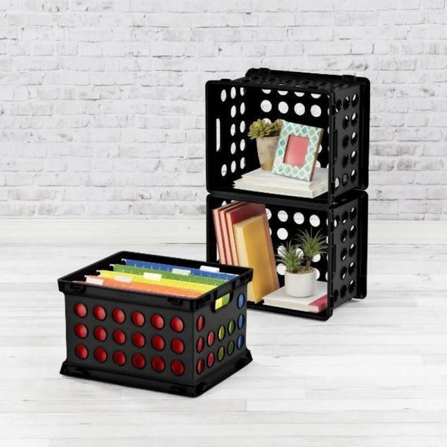 Black Plastic File Crates for Storage & Organization - Wnkrs