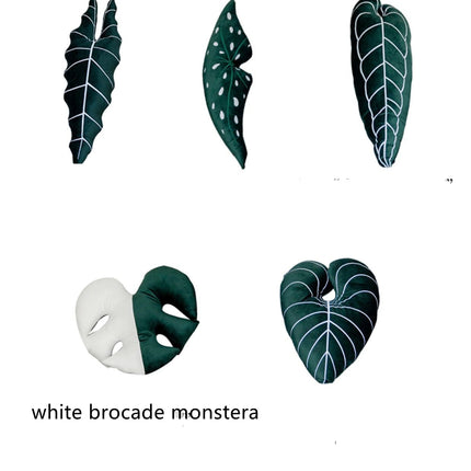 Plant White Brocade Monstera Bedside Sofa Lumbar Pillow - Wnkrs