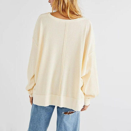 Stylish V-Neck Knitted Cotton Sweatshirt for Women - Wnkrs