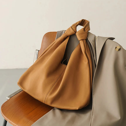 Bolso de hombro estilo hobo de piel auténtica suave y de gran tamaño de estilo coreano para mujer