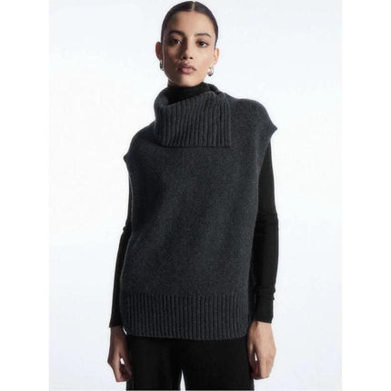 High Neck Slim Knitted Sleeveless Sweater Vest - Wnkrs