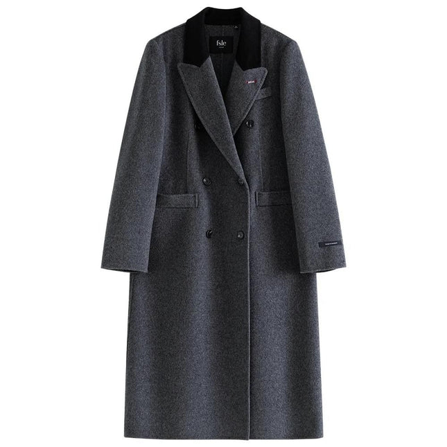 Dark Grey Women's Long Woolen Coat