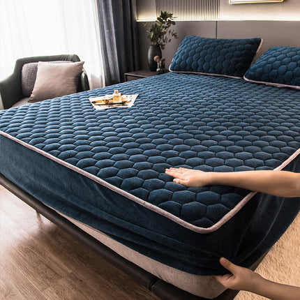 Crystal Pile Clip Cotton Bed Bonnet Thickened Coral Pile Bed Cover In Autumn And Winter - Wnkrs