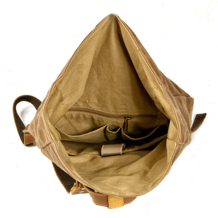 Nouveau sac à dos rétro simple en toile cirée pour hommes, cuir décontracté