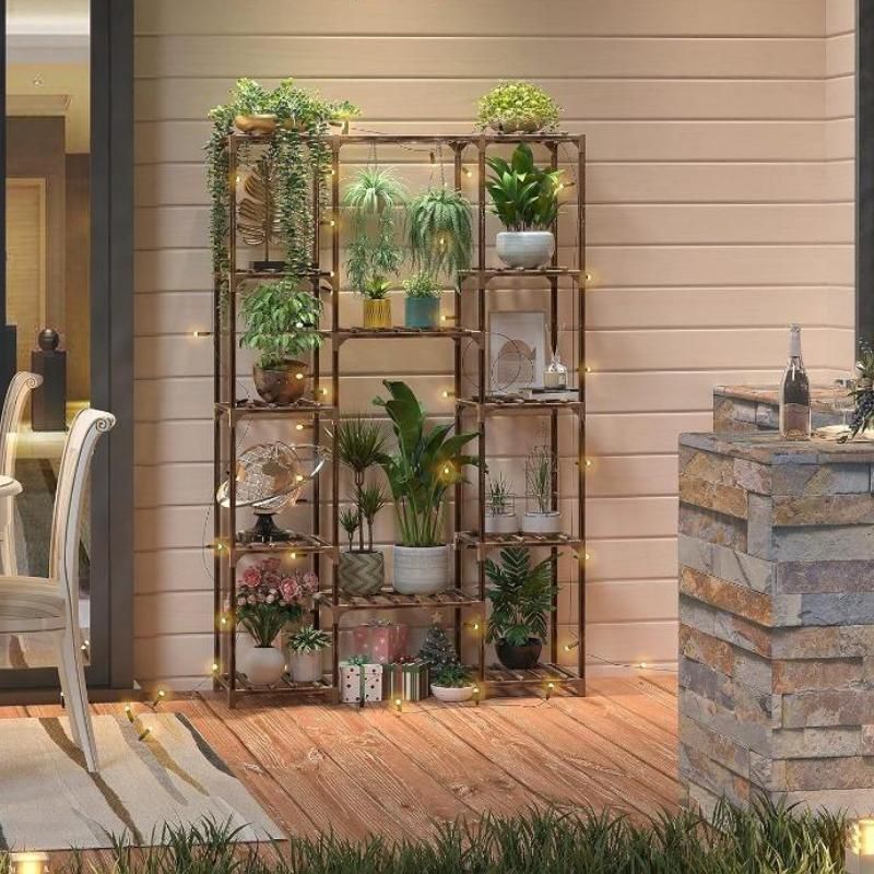 Eco-Friendly Tall Wood Plant Stand