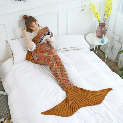 Color Grid Crochet Sofa Cover Blanket Air Conditioner - Wnkrs