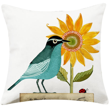 Country Pastoral Flower And Bird Cushion Cotton And Linen Pillowcase - Wnkrs