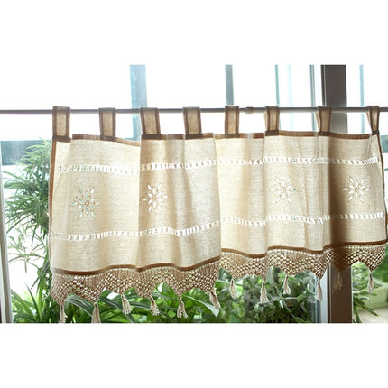 Old Coarse Cotton Linen Crochet Coffee Rod Curtain - Wnkrs