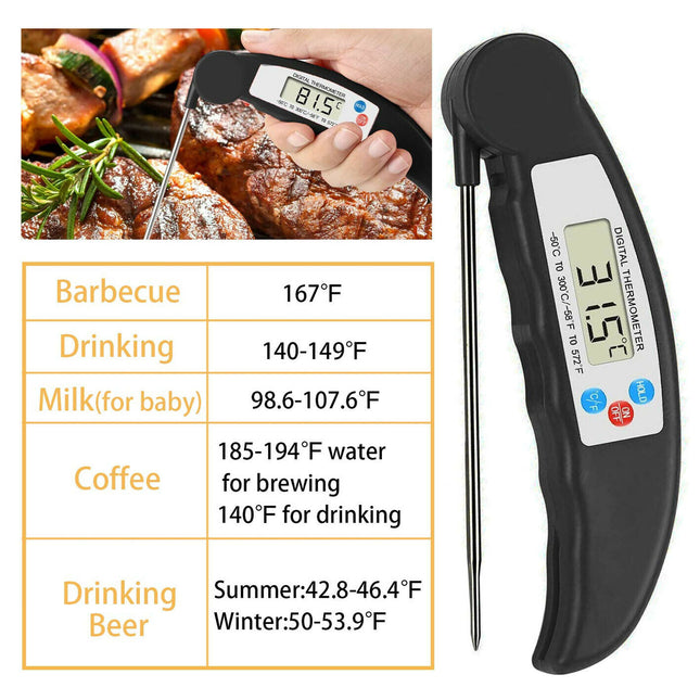Instant-Read Meat Thermometer Digital Electronic Food Temp Kitchen Cooking Grill - Wnkrs