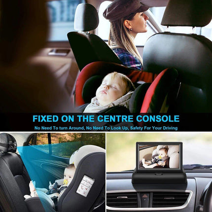5" HD Baby Car Mirror Monitor: Infrared Night Vision, 150° View, Foldable LCD - Wnkrs