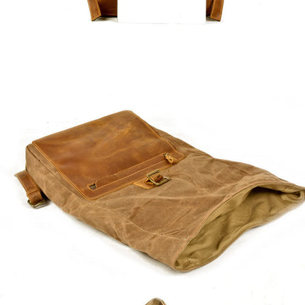 Nouveau sac à dos rétro simple en toile cirée pour hommes, cuir décontracté