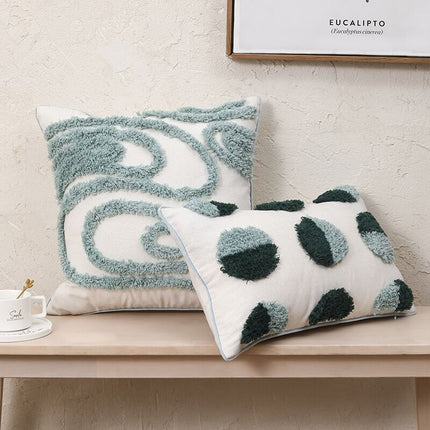Nordic Moroccan Ins Wind Tufted Pillow Living Room Sofa Tassel Cushion Model Room Pure Cotton Pillowcase Green - Wnkrs