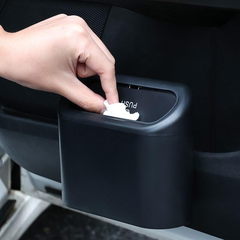 Compact Hanging Car Trash Bin with Press Lid