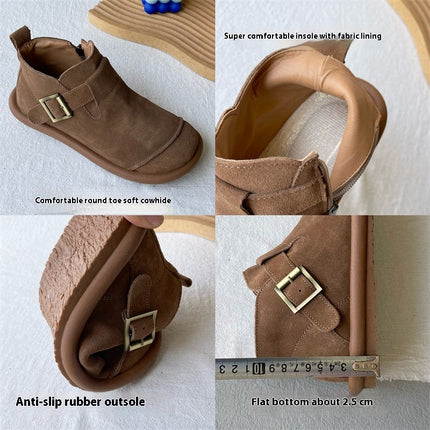 Bottes Martin en cuir souple rétro style Mori Style collège décontracté tout assorti