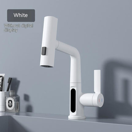 Intelligent Digital Display Faucet Pull-out Basin Faucet Temperature Digital Display Rotation - Wnkrs